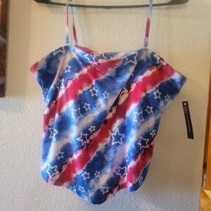 No Boundaries Red and Blue Star Print Blouse